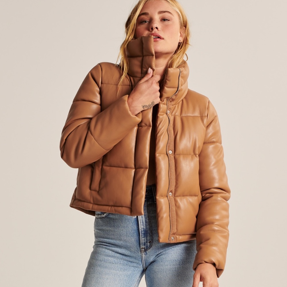 Abercrombie & Fitch Mini Puffer Jacket in Brown